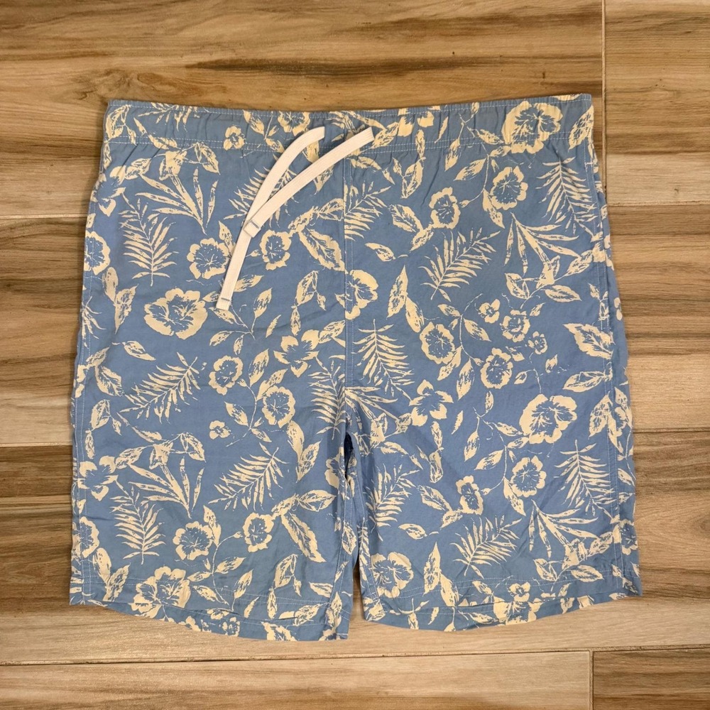 Vintage 90s Polo Sport Ralph Lauren Hibiscus Swim Trunks Mens Medium Blue Floral